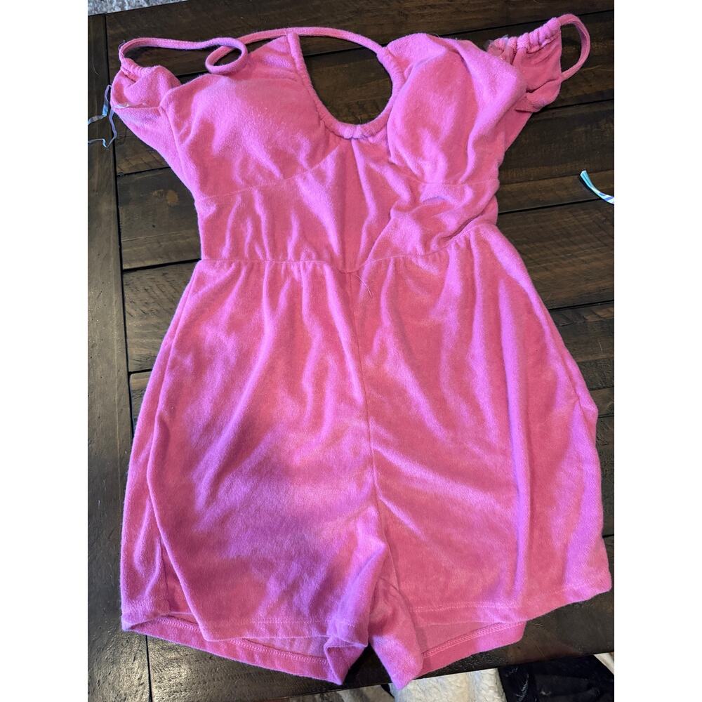 Derek Heart  Pink Terry Cloth Swim Coverup Romper Size M